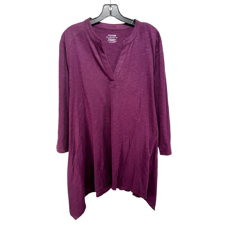 Top 3/4 Sleeve By Chicos In Purple, Size: Xxl