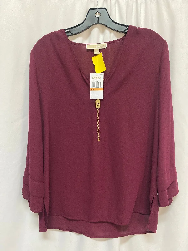 Top 3/4 Sleeve By Michael Kors In Purple, Size: S