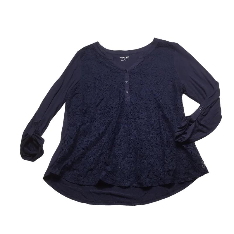 Top Long Sleeve By Apt 9 In Navy, Size: L