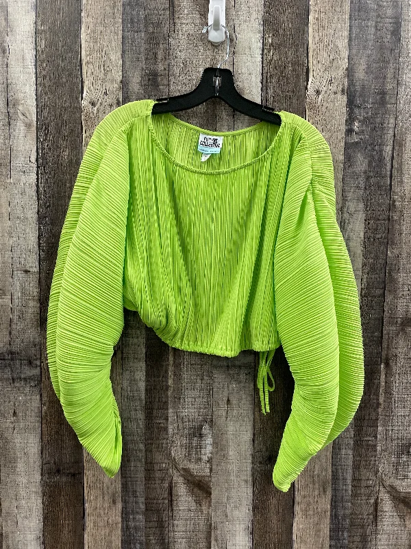 Top Long Sleeve By Cme In Green, Size: M