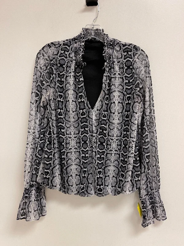 Top Long Sleeve By Express In Snakeskin Print, Size: M