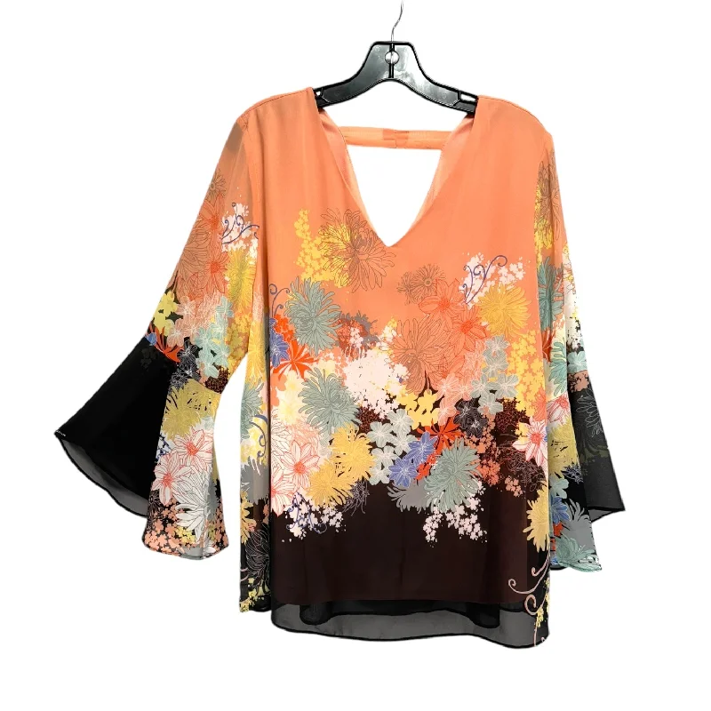 Top Long Sleeve By Sharagano In Floral Print, Size: Xl