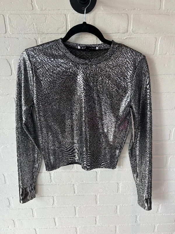 Top Long Sleeve By Zara In Silver, Size: S