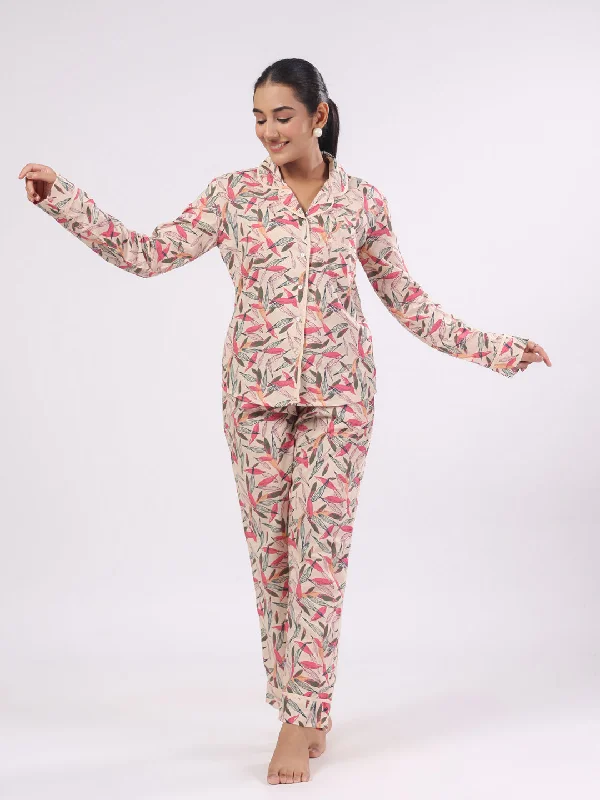 Cotton Flower Printed Night Suit Set