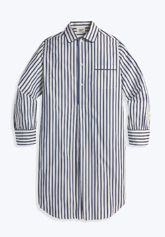 Frankie Night Shirt in Navy Breton Stripe