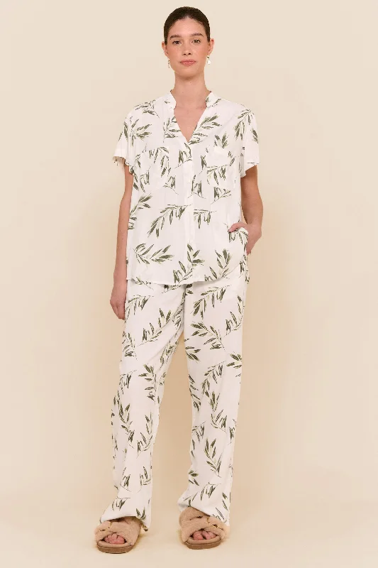 Maggie Pyjama Set - Long Pants - Olive Leaf