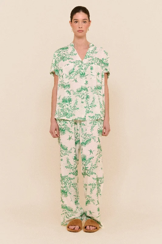 Maggie Pyjama Set - Long Pants - Summer Toile - Jade Green