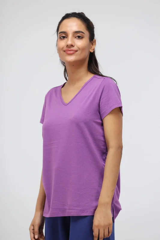 Meadow Violet Supima® V Neck Casual Top