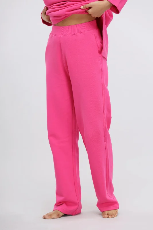 Pink Terry Straight Travel Pant