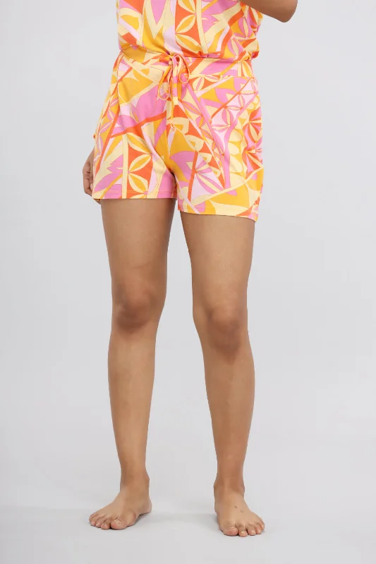 Yellow Paisley Modal Shorts